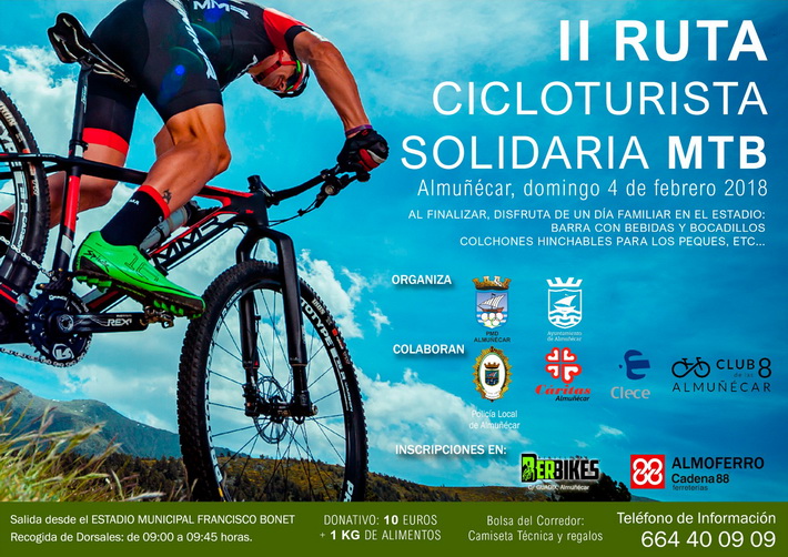 Almuñécar celebrará el  4 de febrero la II Ruta Cicloturista Solidaria de MTB 
